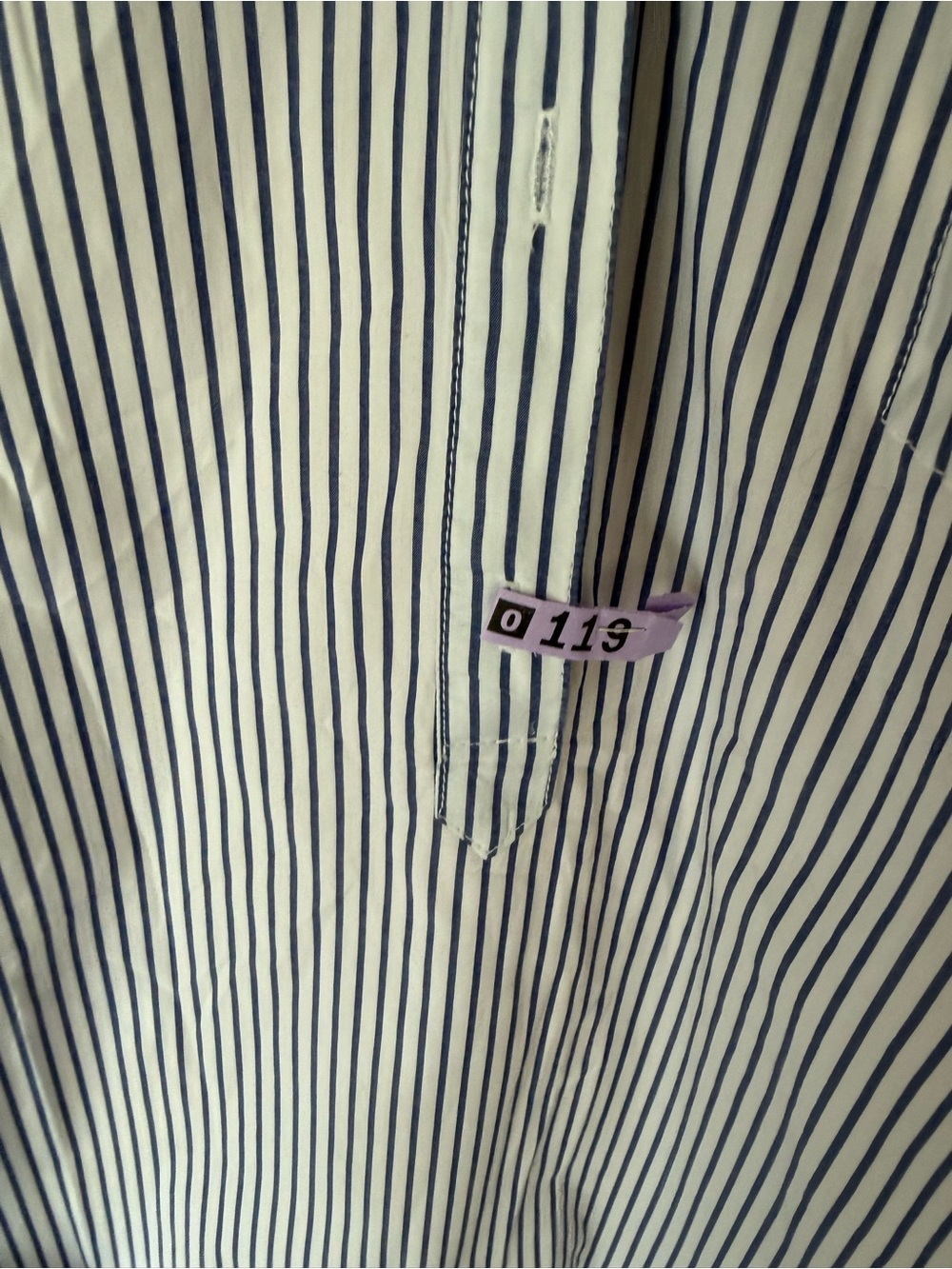 Tommy Hilfiger Blue & White Striped Roll Tab Sleeve Popover Shirt Large L - Picture 5 of 5